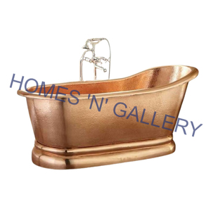 Bañera de diseño vintage independiente de cobre hecha a mano, desbordamiento y escurridor personalizable para remojar la decoración del baño - Product Image 4