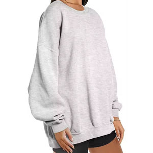 เสื้อสเวตเชิ้ตผ้าฟลีซพื้นฐานสำหรับผู้หญิง ผ้าฝ้าย 100% คอกลม แขนยาว ทรงหลวม สไตล์ลำลอง ทันสมัย เหมาะสำหรับฤดูหนาว เป็นมิตรกับสิ่งแวดล้อม ด้านหน้า - Product Image 5