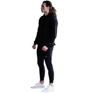 Sweat à capuche gaufré de qualité supérieure pour hommes Noir lourd 100% coton Coupe décontractée Design minimaliste avec cordons à bout ciré - Product Image 5