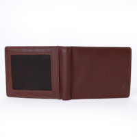 Dompet Kulit Asli VAND All-In-One Bi-Fold Pria Ultra-Ringan Tipis Anti-RFID Lapisan Katun Pendek Bordir