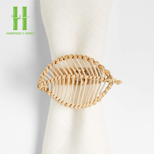 Anneaux de serviette en bambou et rotin tressé de style bohème vintage, design durable et écologique, taille et couleur personnalisables, mariage HNH - Product Image 5