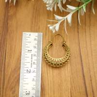 Boucles d'oreilles créoles antiques en laiton doré cerceaux Bali complexes boucles d'oreilles tribales bohèmes, créoles ethniques bijoux indiens faits à la main