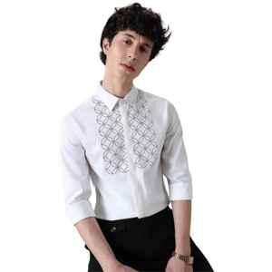 Mens Stylish Full Sleeve Designer <b>Shirt</b> with Sequin Embroidery Modern Slim Fit, and Premium Fabric for <b>Party</b> Wear - Product Image 4