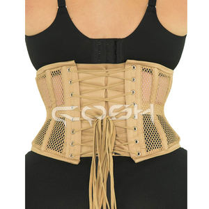 Corset de fitness beige en maille avec baleines en acier et coupe sous la poitrine - Product Image 6