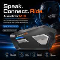 Casque de moto AlienRider M10Pro avec intercom sans fil, étanche IP67, casque BT avec réduction de bruit