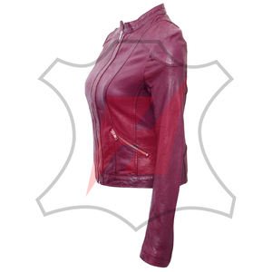 Veste en cuir coupe-vent de haute qualité pour femmes pour la saison automne-hiver en cuir d'agneau respirant Veste en cuir pour femmes - Product Image 5