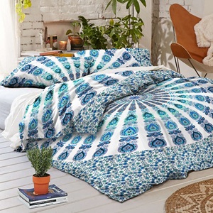 Bohemian Indian Mandala Peacock Feather Floral Print 100 Percent Cotton Bedding Full King Queen Single <b>Duvet</b> Cover Set - Product Image 2