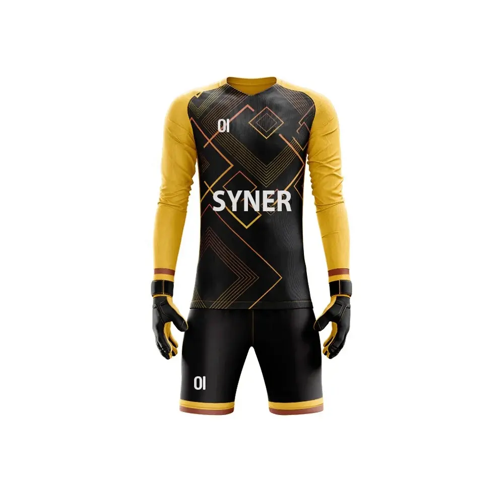 Goalie Uniform 100% Polyester Soccer Jersey And Shorts Set Custom Logo Keeper Uniforms