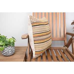 Almohada de lana Kilim Beige de 18x18 pulgadas, ropa de cama navideña de lujo tejida con patrón cuadrado esponjoso Vintage impreso relleno de plumas - Product Image 2