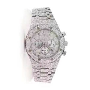 Moissanite Diamond Watch Montre au design antique glacé pour lui, elle est prête à être mise en stock chez Indian - Product Image 1