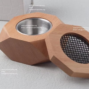 Handmade Wooden <b>Oud</b> <b>Burner</b> - Traditional Mubkhar for Bakhoor & Incense with Arabic Design - Product Image 1