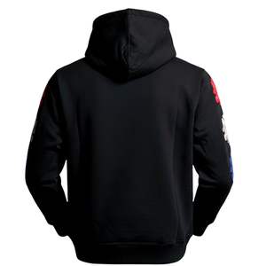 Sudadera con Capucha Negra para Hombre, Algodón Grueso, Diseño Estampado en las Mangas, Sudadera con Capucha, Ropa Urbana, OEM - Product Image 2