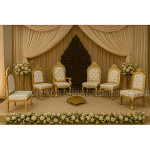 Cérémonie de mariage gujarati Chaises Vedi dorées Chaises Royal Maharaja britanniques Trône en or haut de gamme assis Cérémonies indiennes hindoues - Product Image 4