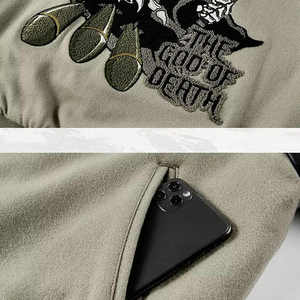 แจ็กเก็ตเบสบอลวิทยาลัยไซส์ใหญ่พิเศษสำหรับผู้ชายมาใหม่ฤดูหนาวปักลายด้วยกำมะหยี่ขนแกะอักษร - Product Image 4