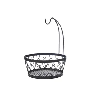 Bol à fruits en métal noir artisanal en gros pour la décoration de la maison, panier à fruits décoratif pour la table à manger et la cuisine - Product Image 1