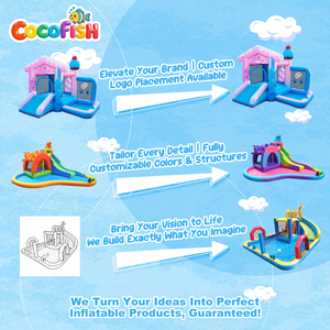 Casa Inflable con Tobogán y Piscina <span class=keywords><strong>de</strong></span> Agua con Temática <span class=keywords><strong>de</strong></span> Helado Cocofish, <span class=keywords><strong>Castillo</strong></span> Inflable para Fiestas <span class=keywords><strong>de</strong></span> Cumpleaños con Soplador - Product Image 5