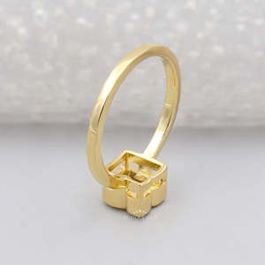 N Letter Lab Grown Yellow Gold <b>Diamond</b> <b>Ring</b> Bezel Engagement <b>Ring</b> - Product Image 2