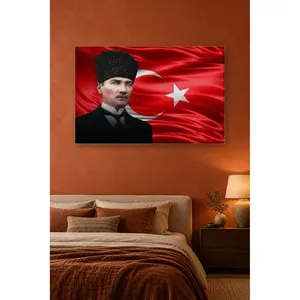Fida Ataturk in Front of Waving Turkish Flag <b>Canvas</b> Print - Product Image 3