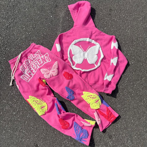 Survêtement évasé pour bébé avec broderie dégradée 100% coton, survêtement évasé pour enfants, vêtements lourds pour enfants - Product Image 4