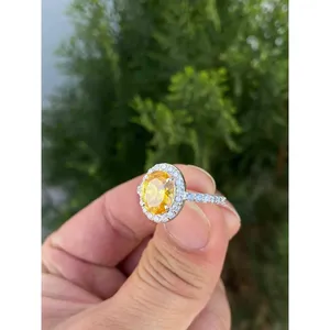 925 Silver Yellow Sapphire Ring with Bezel Setting Inlay Technology - Product Image 3
