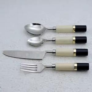 Ensembles de couverts en métal de conception d'aspect de luxe moderne faits à la main avec la poignée de résine ensemble de couverts en métal avec les ensembles de couverts de qualité de la meilleure qualité - Product Image 4