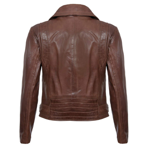 แจ็กเก็ตหนัง PU แท้สำหรับผู้หญิง, สินค้ามาใหม่ระบายอากาศย้อมสีเรียบ - Product Image 3