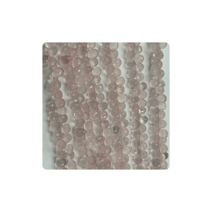 Cuentas de Briolette de lágrima facetadas de cuarzo rosa Natural de calidad superior 5mm 6mm aproximadamente 8 pulgadas Fabricación de joyas de piedra de cristal - Product Image 1