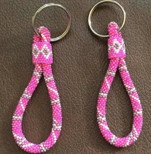 Porte-clés à breloques pour femmes Fleur Pendentif perlé artisanal Fait à la main Strass Perlé Fleur Corde suspendue - Product Image 2