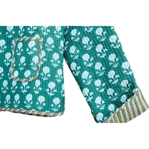 แจ็กเก็ตผ้าฝ้ายบุสองชั้นลายดอกไม้, แจ็กเก็ตผ้าฝ้ายมีกระดุมพิมพ์ลายดอกไม้ - Product Image 6