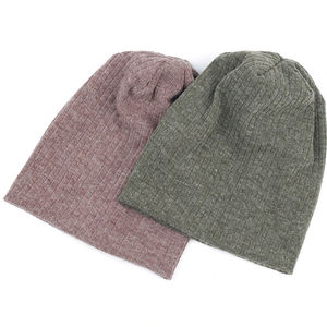 Two Ton Color Women Plain Cotton Ribbed <b>Beanies</b> <b>Hat</b> Autumn Winter Warmer Knitted <b>Hats</b> <b>Ladies</b> Stretch Striped Baggy <b>Hats</b> Jacquard - Product Image 1
