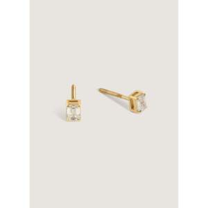June <b>Stud</b> <b>Earrings</b> with <b>Emerald</b> Cut Diamond Elegant Diamond Jewelry - Product Image 4