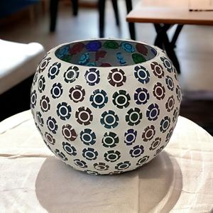 ภาชนะแก้วใส่เทียนสีขาวแบบสั่งทำของตกแต่งบ้านโคมไฟทำด้วยมือโมเสคสีสันสดใส - Product Image 6