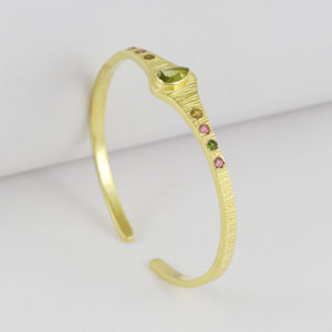 Gold Plated Trendy Tourmaline and Peridot <b>Charm</b> <b>Bracelet</b> for Women Engagement Wedding Party Gift - Product Image 2