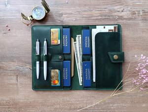 กระเป๋าสตางค์หนังแท้ที่ใส่หนังสือเดินทางของครอบครัวกระดุม RFID การปิดกั้น4 6 8 10 LFPH-0060B จัดระเบียบเอกสารขึ้นเครื่อง - Product Image 4