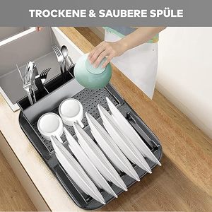 Escurridor de Platos Plegable de Secado Rápido con Tapete de Microfibra, Práctico Escurridor para una Drenación Eficiente - Product Image 6