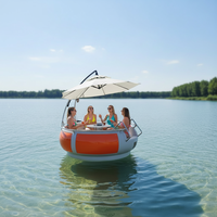 Bateau Donut BBQ Aquatique QIQU en Polyéthylène Rotomoulé Résistant aux Chocs avec Grille pour 8 Personnes