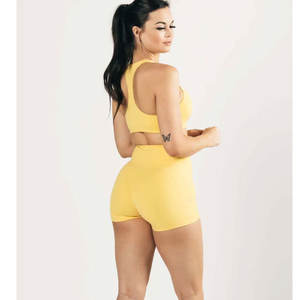 Logotipo personalizado Gimnasio Fitness Entrenamiento Yoga Crop Top Secado rápido Liso Cuello bajo Mujeres Deportes Sujetador de compresión con relleno - Product Image 4