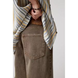 Pantalons en jean marron ample de style droit pour homme Logo personnalisé Taille plus grande Jean ample en denim - Product Image 5