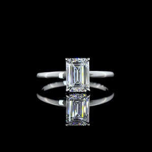 แหวนหมั้นทองคำขาว 14K น้ำหนัก 1.58 กะรัต รูปทรงมรกต ประดับเพชรแบบซ่อน ดีไซน์หรูหราสำหรับเจ้าสาว ทำด้วยมือ - Product Image 3