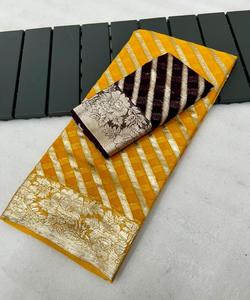 Exclusivo Sari indio de seda para mujer con bordado pesado y ropa de fiesta para funciones de boda - Product Image 3