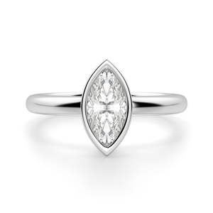 Bague de fiançailles solitaire pour femme avec lunette en diamant taille marquise - Product Image 1