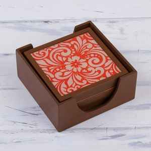 Best Selling 4-Piece Classic Square Shape Cup Coaster Customized Bone Inlay Mats & <b>Pads</b> for Tea & <b>Coffee</b> - Product Image 1