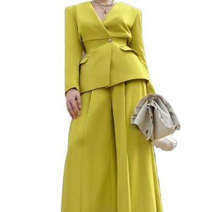 ชุดสูท2ชิ้นสำหรับผู้หญิงเบลเซอร์เอวสูงกางเกงขากว้างแฟชั่น2025 - Product Image 5