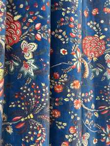 Cortina de terciopelo de algodón floral azul verdoso, cortinas boho, tamaño personalizado, terciopelo de algodón de alta calidad para la decoración de tu hogar - Product Image 2