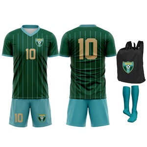 Conjunto de Uniforme de Fútbol Personalizado de Alta Calidad, 100% Poliéster Transpirable, con Estampado Digital, Cuello en V, Manga Corta, para Hombre, 220g - Product Image 2