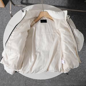 Chaqueta Acolchada de Algodón Blanca y Negra Unisex de Primera Calidad Estilo Americano OEM con Capucha Desmontable con Logotipo Estampado para Hombre Talla Grande Chaqueta de Trabajo - Product Image 3