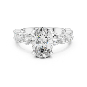 แหวนหมั้นเพชรทรงมาร์ควิสและทรงรี 14K โรสโกลด์ สำหรับผู้หญิง - |   เพชรที่เพาะเลี้ยงใหม่ - Product Image 3