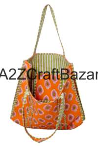 Bolso Tote de Hombro Acolchado de Algodón Indio Hecho a Mano para Mujer, Ecológico, Estilo Boho, para Compras, con Diseño Floral - Product Image 3