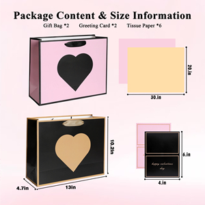 Valentine Gift UV Coated Kraft Paper Bag with Ribbon Handle Handbag <b>Shape</b> <b>Heart</b> Print Four-Color Custom Logo for Clothing Shoes - Product Image 3