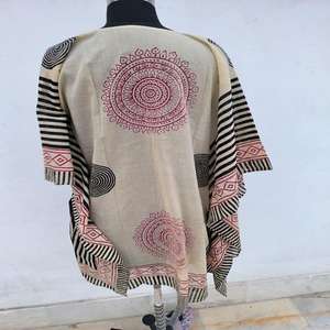 Pareo Multifuncional de Verano para Mujer, Estilo Poncho, para Playa, Estampado a Mano, Largo hasta el Suelo, Natural y Ecológico - Product Image 2